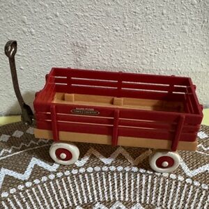 Miniature Red and Tan Toy Wagon Radio Flyer Town & Country doll size